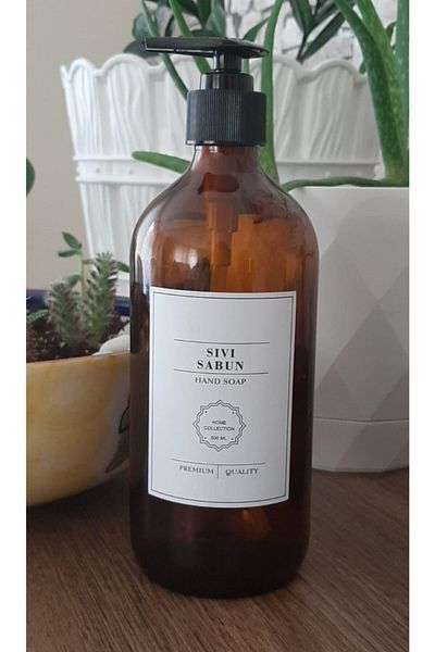 Reoona Modern Amber Glass Liquid Soap Bottle 500 ml