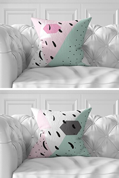 Realhomes Набір з 7 двосторонніх кольорових подушок з геометричним малюнком, золотими деталями та цифровим принтом