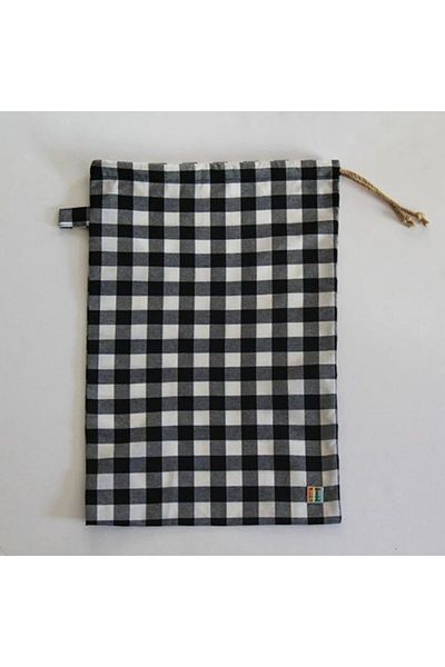 Çizgikare Black Checkered Bread Bag
