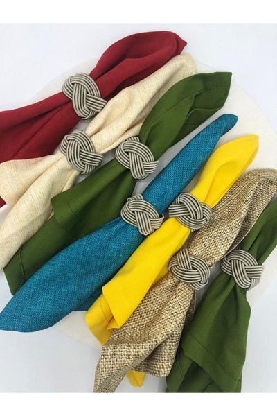 KATMERTEKS Napkin Ring Ring Set of 10 Twisted Model Sand Green