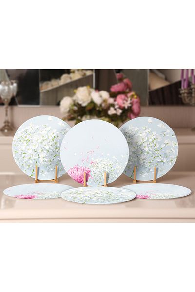 Realhomes Σουπλά και σουπλά 6 τεμαχίων Blue Floor Hydrangea Flower Designed