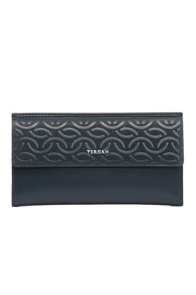 Tergan Navy Blue Leather Women's Wallet 05793m80