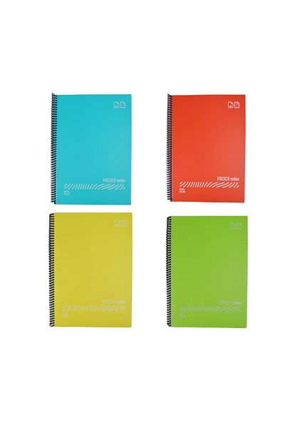 Gıpta Fresco A4 60 Sheets Plastic Cover Spiraled 2 Plaids + 2 Lined Notebook