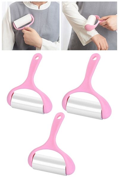 Buffer 3 Pieces Portable Cat Dog Feather Dusting Sticky Clothes Bristle Hair Collection Roller 60 Sheets