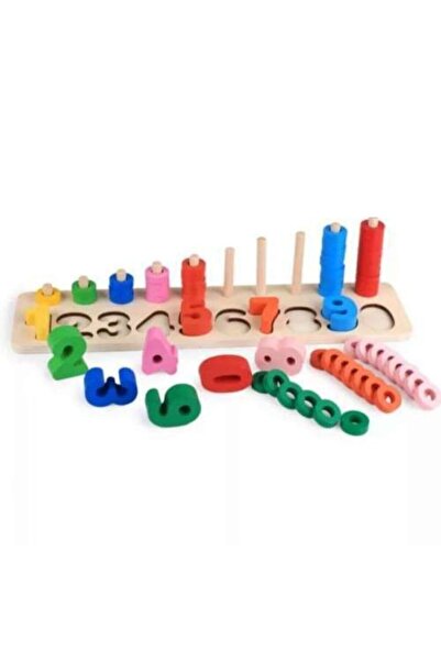 HAMAHA Wooden Toys Doğal Ahşap Eğitici Oyuncak Logaritmik Sayı Dizilişleri