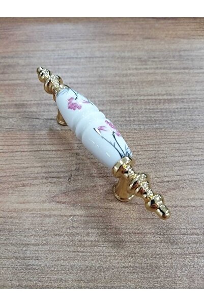 ARON 1280-60-199 Altın Rustik Porselen Kulp Mobilya Vestiyer Çekmece Dolap Komidin Şifonyer Kulbu 64mm