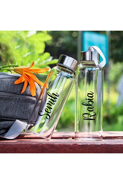 Ayzi Tasarım Kişiye Özel Cam Su Şişesi 500 Ml Kılıf