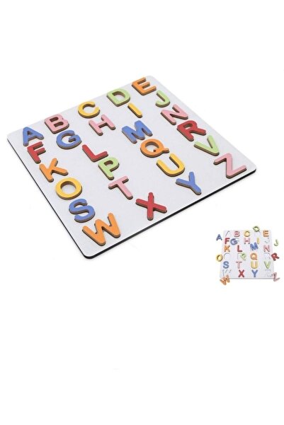 HAMAHA Wooden Toys Doğal Ahşap Eğitici Oyuncak Renkli Kabartmalı Harfler