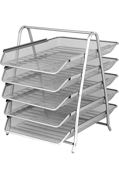 Generic Brand İnox Office Mesh 5-Piece Document Rack(0614) Silver