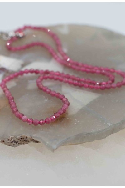 Mucize Taş Strawberry Quartz Stone Thin Natural Stone Necklace 2mm