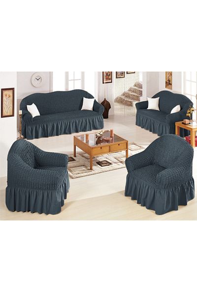uzhanem 3+3+1+1 Bürümcük Sofa, Sofa Cover Elastic Skirt Sofa Cover