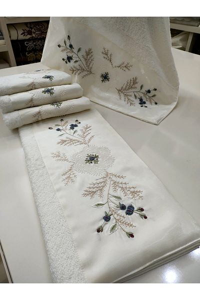 incisecrethome Towel Handcrafted Needle Embroidered Rococo Bamboo Towel 1 Piece 50*90 cm