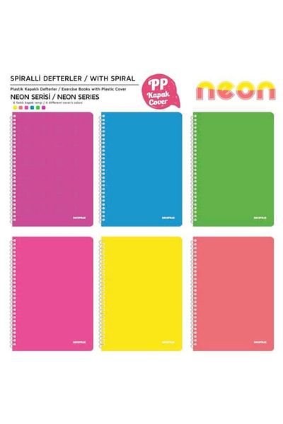Mopak Neon Series A4 Spiral PP Cover Notebook 72 Yp Checkered