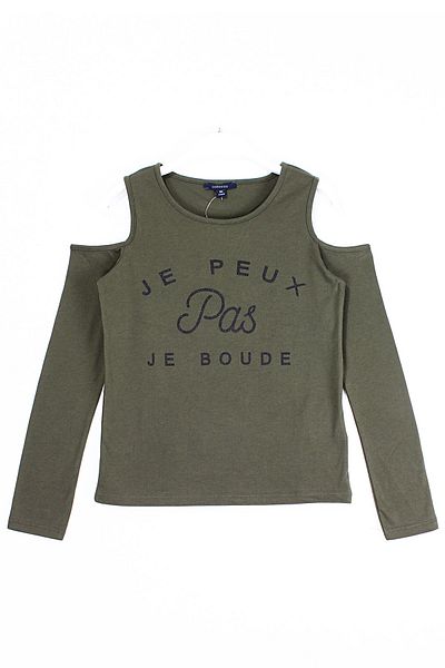 DobaKids Off-Shoulder Off-Shoulder Κοριτσίστικη Μπλούζα Εποχιακό Χακί Χρώμα