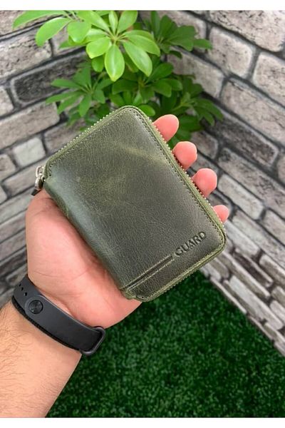 Guard Leather Μίνι πορτοφόλι Guard Zipper Khaki Green Leather