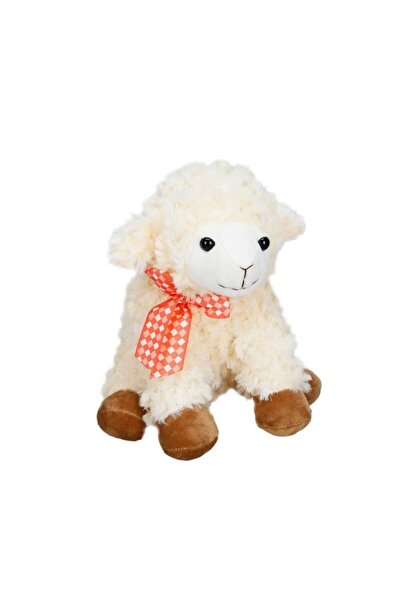 Puffy Friends Oturan Peluş Kuzu 24 Cm. - Yeşil Kurdelalı