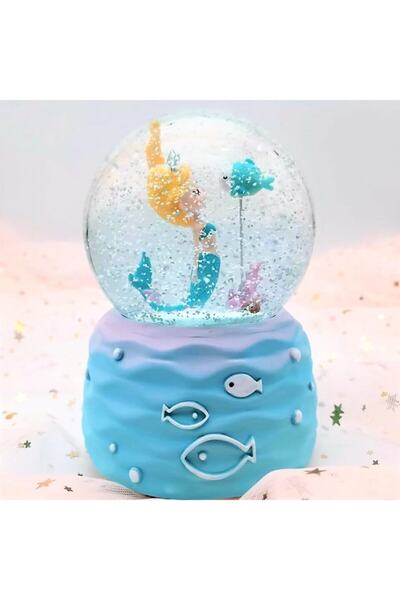 Hediyezen Deniz Kızı Işıklı Müzikli Orta Boy Kar Küresi