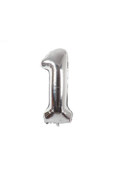 ikm balon Party Port Silver 1 Number Foil Balloon 100 Cm 40 Inches