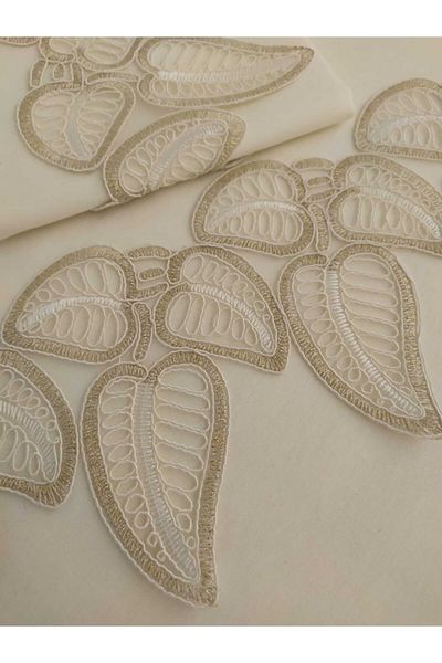 Çeyiz Bahçesi Σετ Παπλωματοθήκη Διπλής Κρέμας Leaf