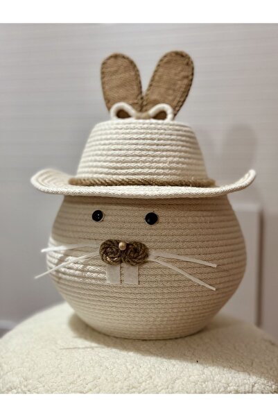 Zuviel Deco Handmade Wicker Rabbit Basket - Handmade Design, Decorative Toy Basket