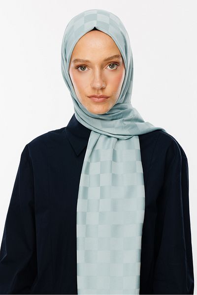 Mooncorn Çağla Dama Pattern Μεταξένιο Ζακάρ Σάλι