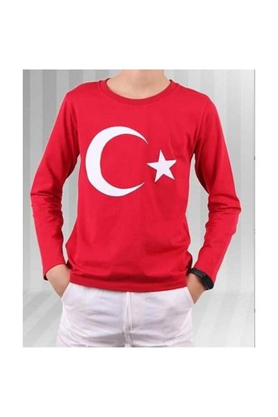EREN STYLE Tricou cu mânecă lungă unisex cu steag turcesc