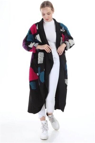 Bohem Stil معطف لباد إيطالي كبير الحجم منقوش