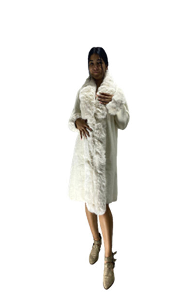 Bohem Stil Pula Collar Sleeves Full Fur Long Angora Coat (110 CM)