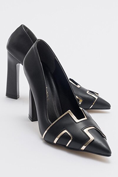 Ccway Women's Stiletto BLACK SKIN GOLD
