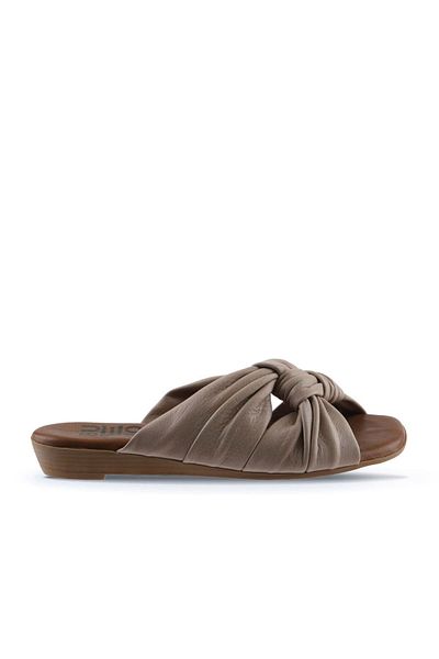 Bueno Shoes 01wu8800 Μοντέλο Γκρι Δερμάτινες Γυναικείες Επίπεδες Παντόφλες