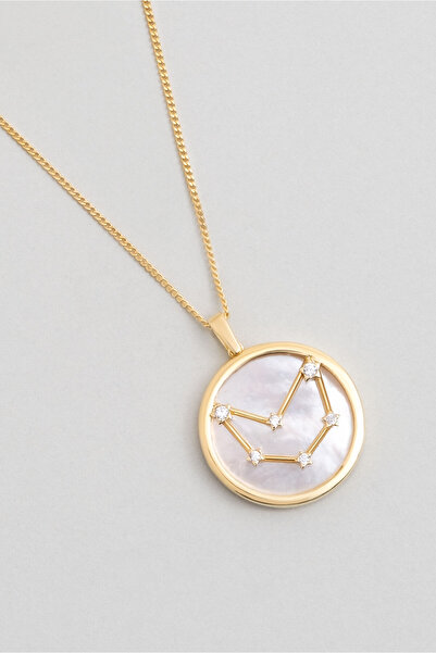 So CHIC... Oğlak Burcu 18 Ayar Sarı Altın Kaplama 48 Cm Gümüş Sedef Kolye