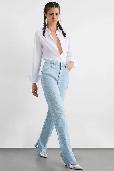 Hiccup Pantaloni cu tăietură în talie normală Stone Straight Fit