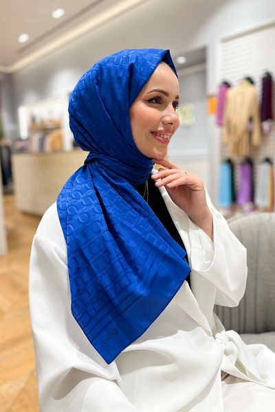 Armine Trend Diamond 6 Βαμβακερό Ζακάρ Σάλι - Saks Blue 4824