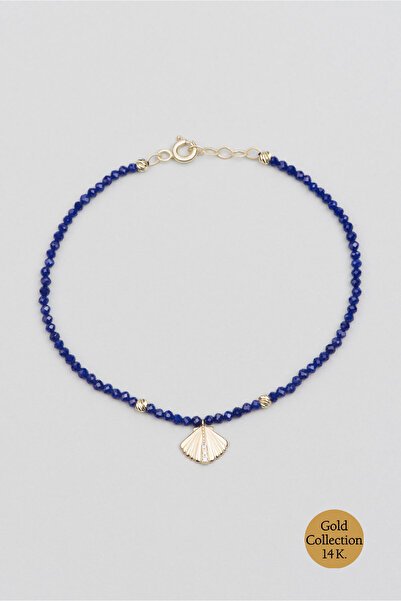 So CHIC... Deniz Kabuğu Figürlü Jade Taşlı 14 Ayar Altın Bileklik