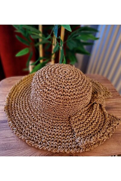 Zuviel Deco Handmade Çocuk Örgü Hasır Şapka, Çocuk Örgü Plaj Şapkası
