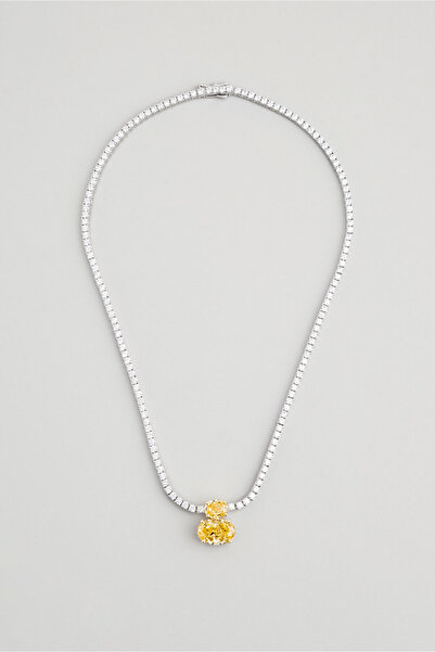 So CHIC... Frida nın Renkleri 18 Ayar Beyaz Altın Kaplama 42 Cm Gümüş Tasarım Kolye