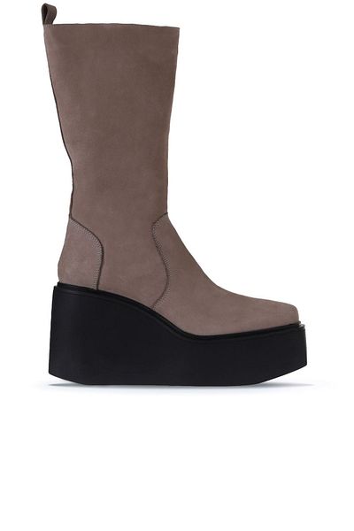 Bueno Shoes Γυναικείες μπότες Nubuck με μπεζ σφήνα τακούνι - 01wv1701