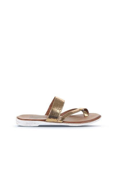 Bueno Shoes Χάλκινες δερμάτινες γυναικείες παντόφλες - σαγιονάρες, 01wq2012