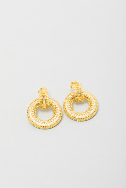 So CHIC... Klasik Tasarım 18 Ayar Sarı Altın Kaplama Gümüş Küpe