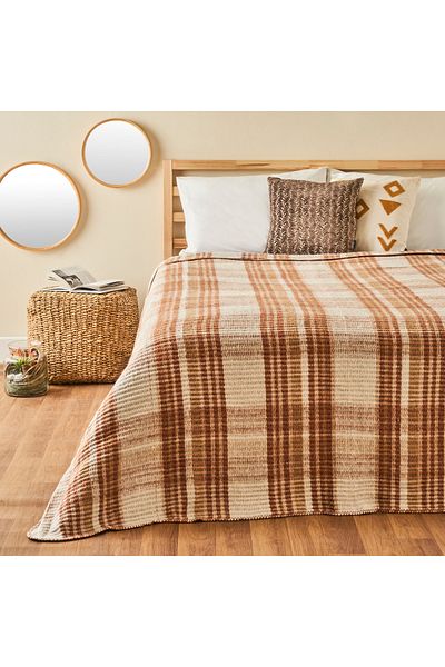 Bella Maison Noah Double Cotton Scotch Blanket Brown (200X220 cm)