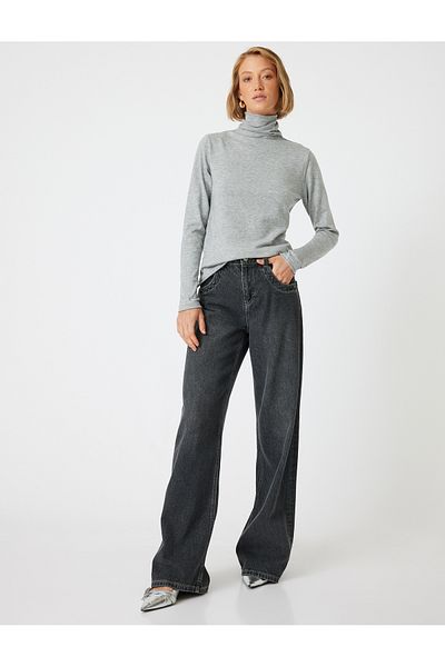 Koton Turtleneck Knitwear Sweater - Long Sleeve, Soft Texture