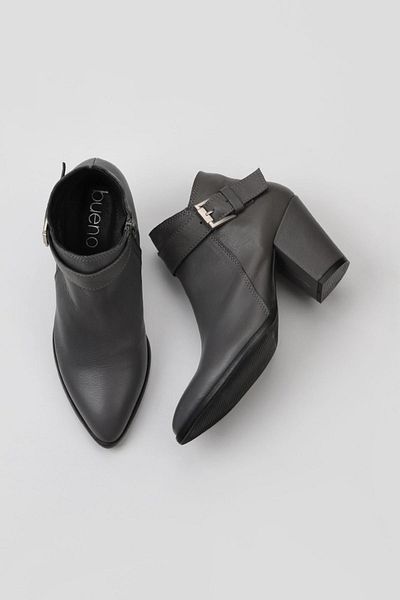 Bueno Shoes Γυναικείες γκρι δερμάτινες μπότες με τακούνι - 01wr5005