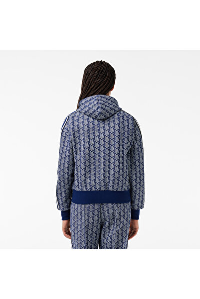 Lacoste سويت شيرت نسائي ذو قلنسوة ذو مقاس عادي باللون الأزرق