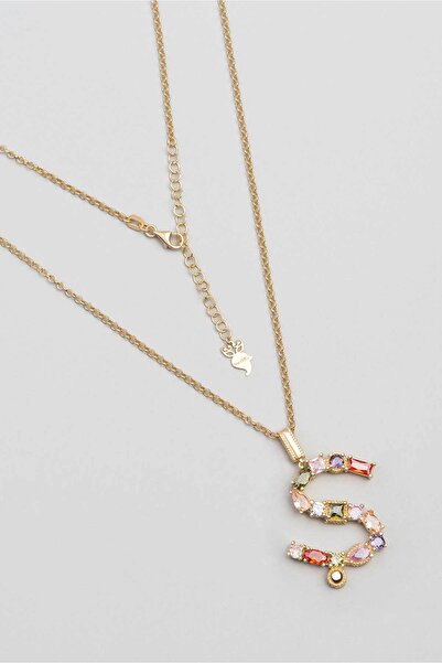So CHIC... Ş Harfi Günışığı Renkli 18 Ayar Sarı Altın Kaplama Gümüş Kolye
