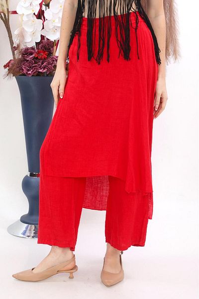Bohem Stil Italian Raw Linen Trouser Skirt