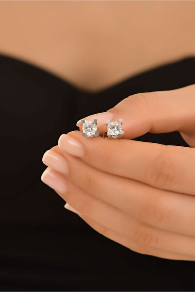 So CHIC... Beyaz Altın Sertifikalı Premium Created Taşlı Tektaş Küpe