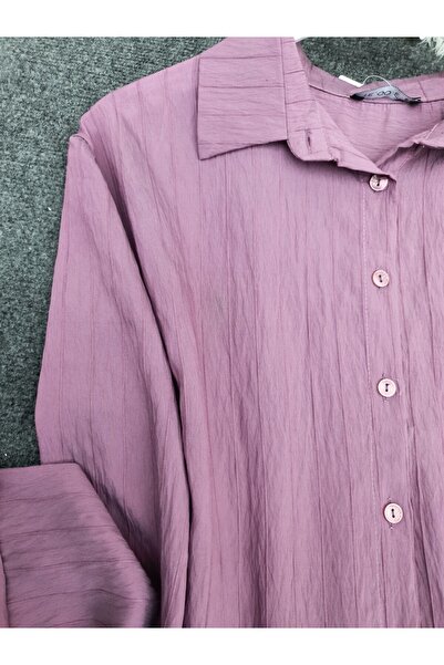 Modamorfo Long buttoned shirt with striped pattern - cherry