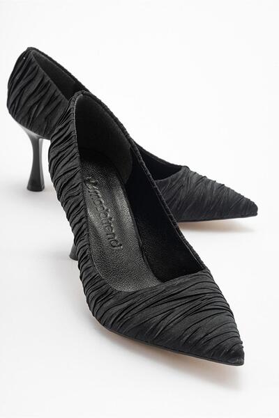 Ccway Γυναικεία Παπούτσια Στιλέτο ΜΑΥΡΟ ΖΑΡΩΜΕΝΟ ΣΑΤΕΝ