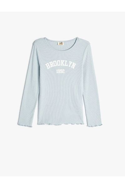 Koton Bavlněné tričko Brooklyn s dlouhým rukávem a potiskem