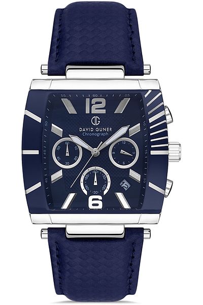 DAVID GUNER Silver Coated Blue Dial Men's Watch Dg-8056Gb-L3